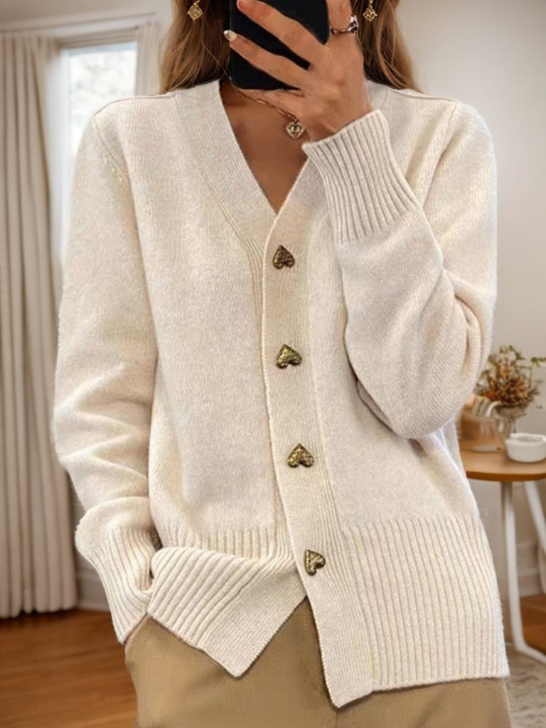 Elsinette | Cozy V Neck Button Cardigan