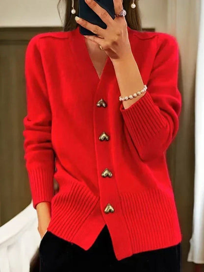 Elsinette | Cozy V Neck Button Cardigan