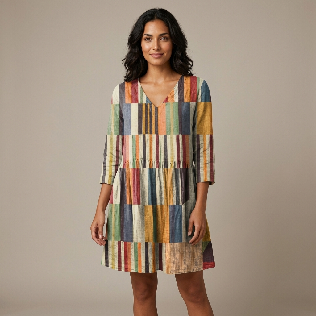Amarielle | Patchwork Stripe Smock Dress