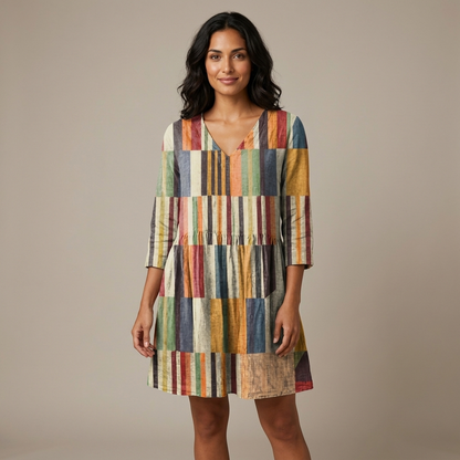 Amarielle | Patchwork Stripe Smock Dress