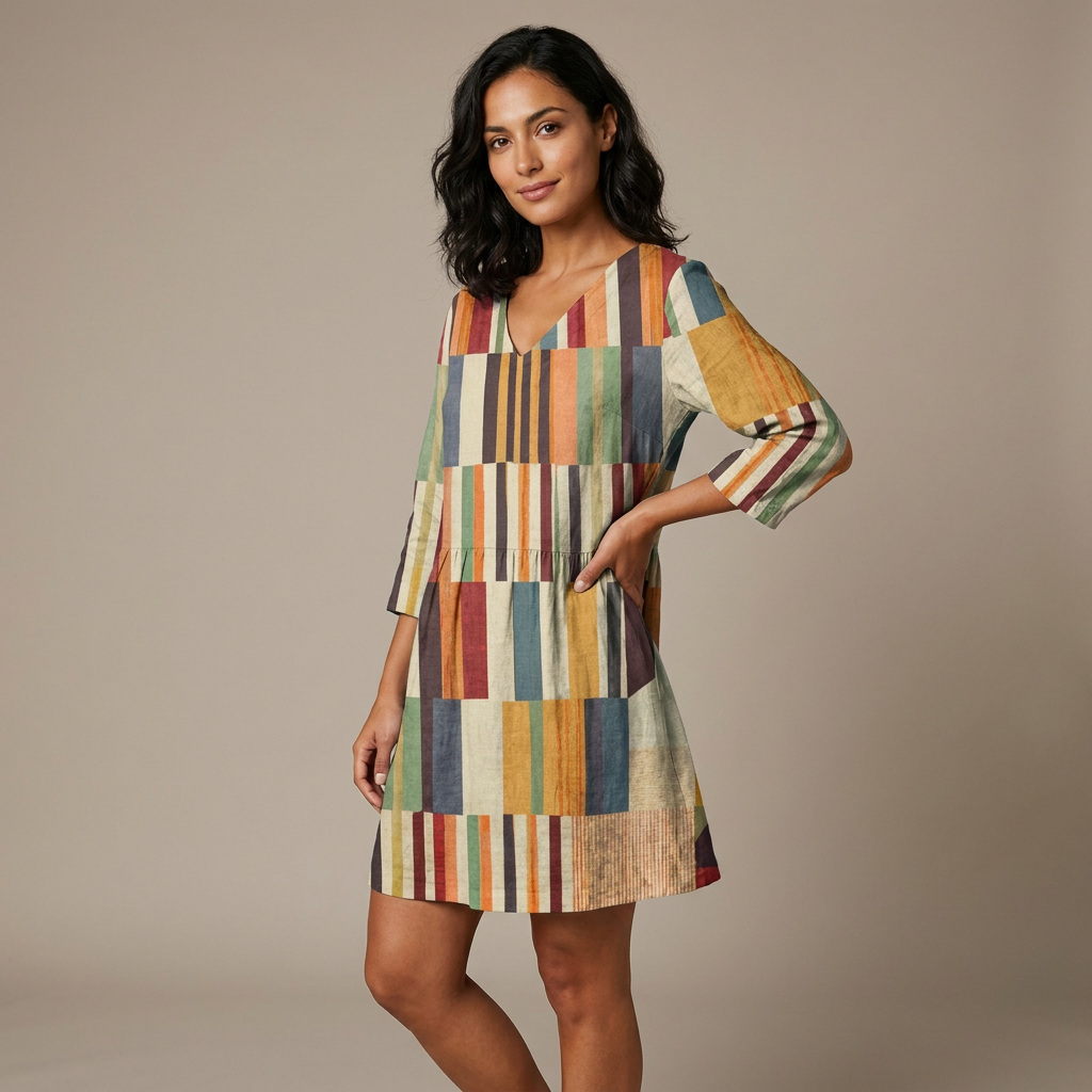 Amarielle | Patchwork Stripe Smock Dress