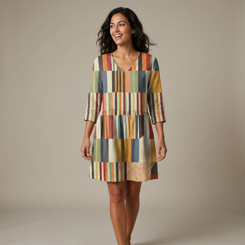 Amarielle | Patchwork Stripe Smock Dress