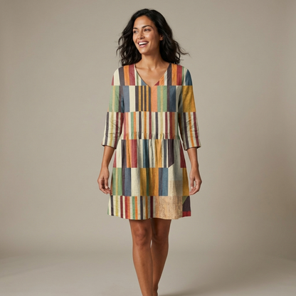 Amarielle | Patchwork Stripe Smock Dress
