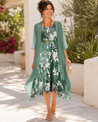 Helena | Elegant Layered Print Dress