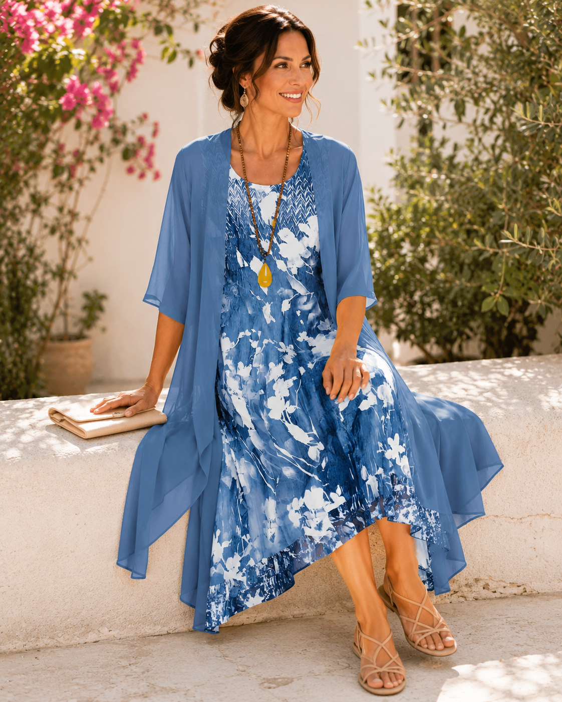 Helena | Elegant Layered Print Dress