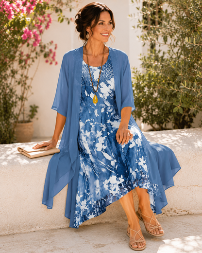 Helena | Elegant Layered Print Dress