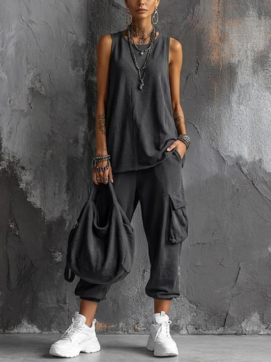 Kaelyn | Sleeveless Utility Two Piece Set