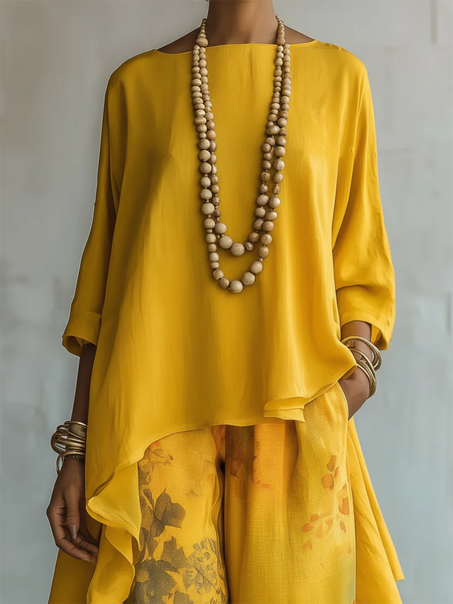 Solvara | Layered Tunic and Printed Palazzo Set