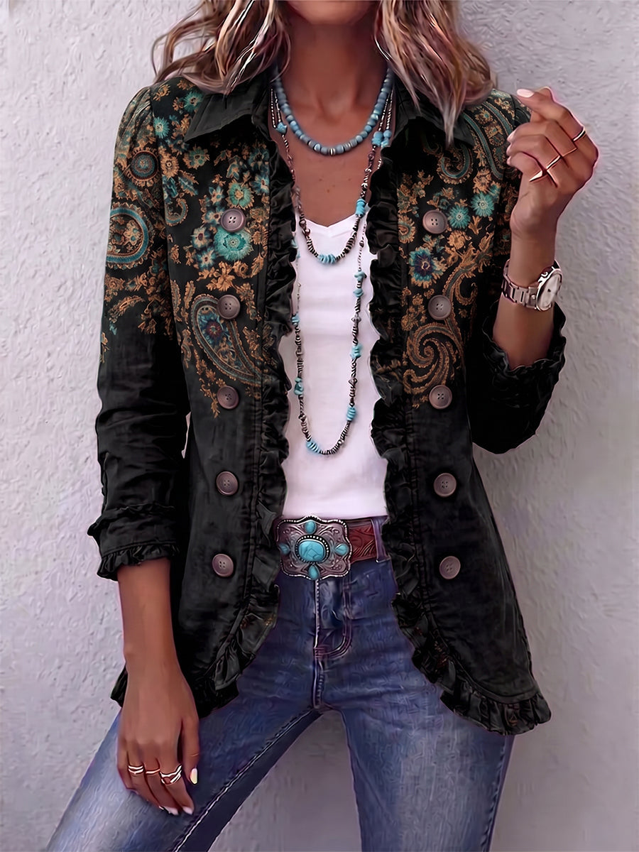 Celandine | Ruffle Trim Paisley Jacket