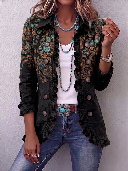 Celandine | Ruffle Trim Paisley Jacket