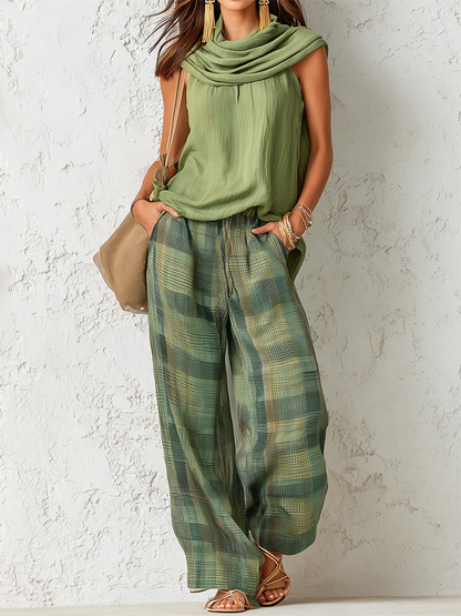 Demeria | Breezy Scarf Neck Two Piece Set