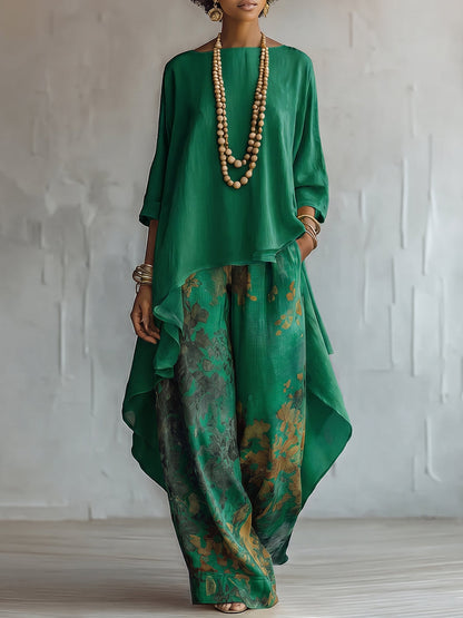 Solvara | Layered Tunic and Printed Palazzo Set