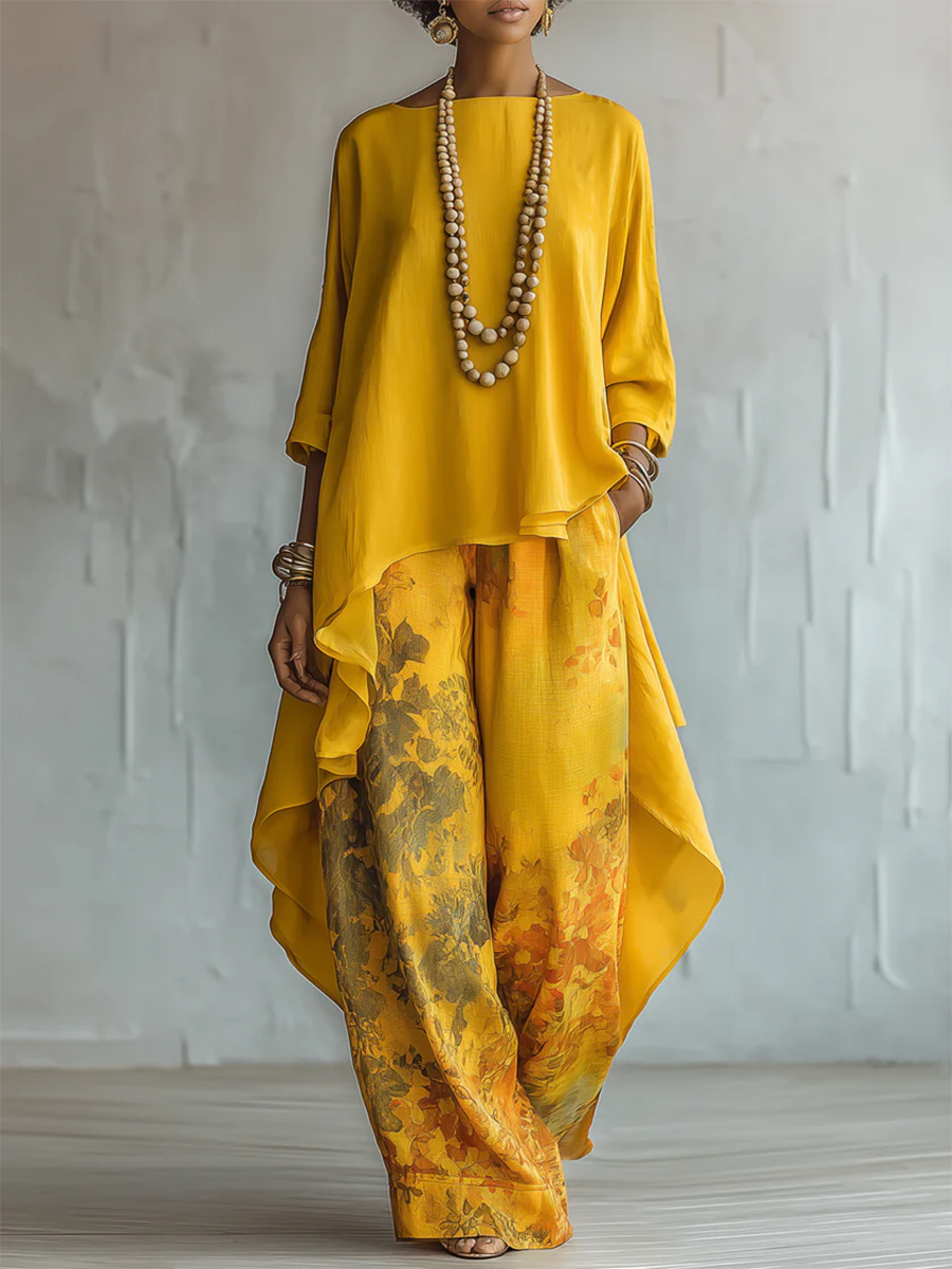 Solvara | Layered Tunic and Printed Palazzo Set