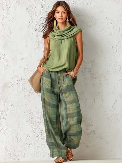 Demeria | Breezy Scarf Neck Two Piece Set