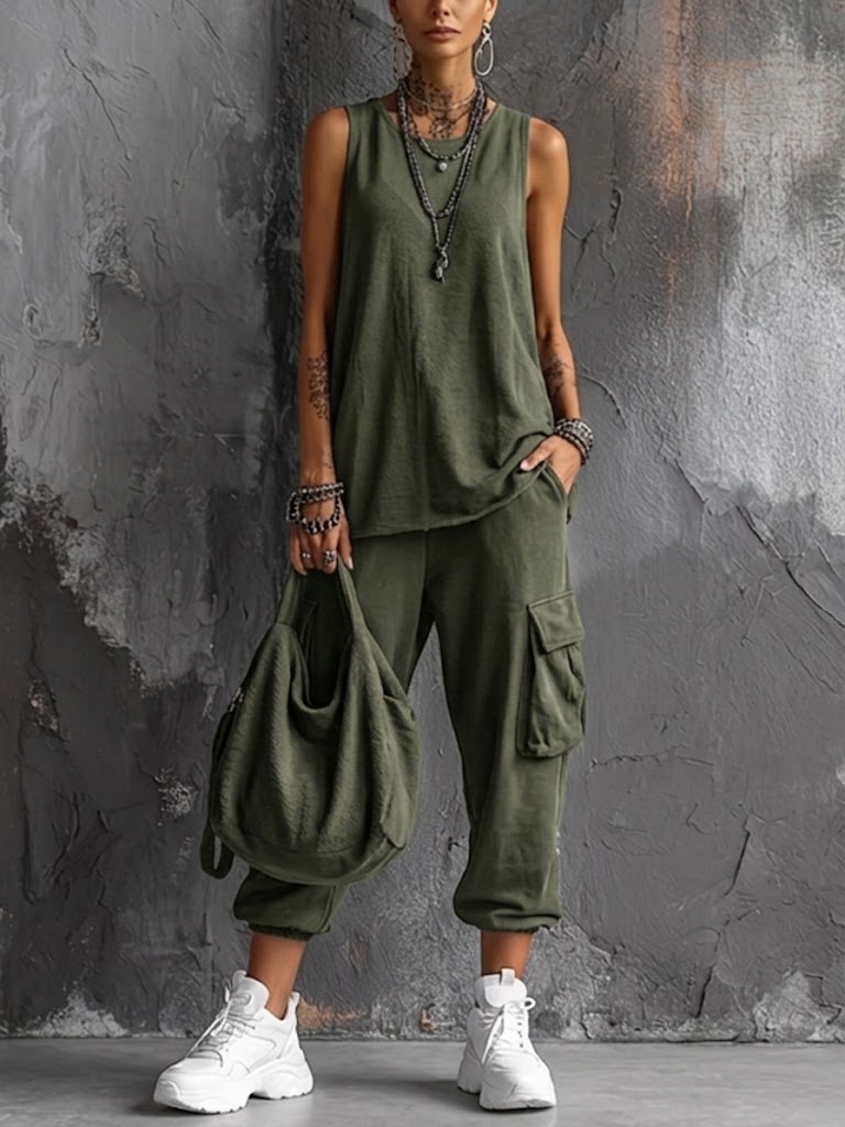 Kaelyn | Sleeveless Utility Two Piece Set