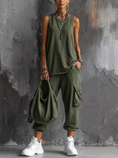 Kaelyn | Sleeveless Utility Two Piece Set