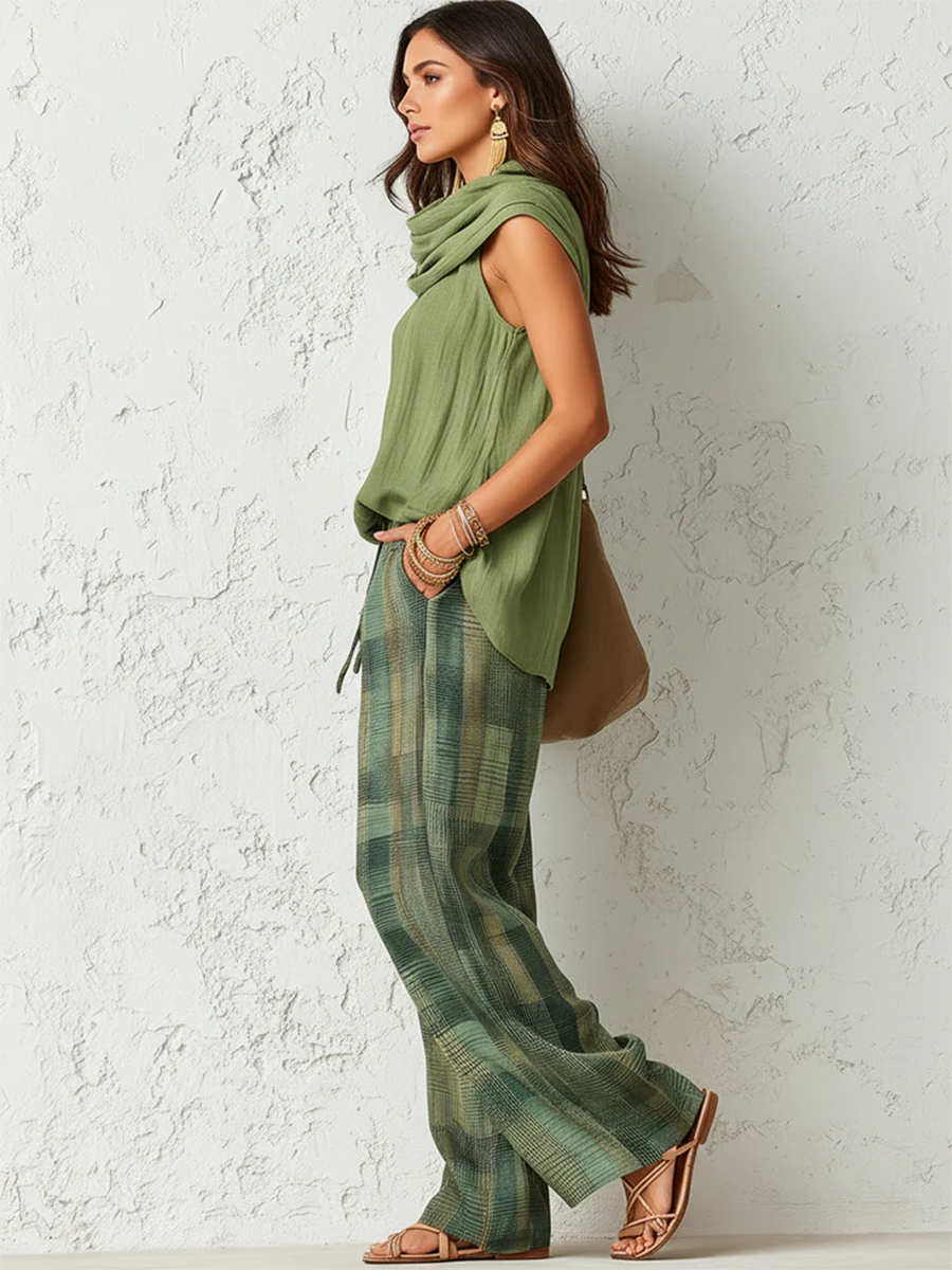 Demeria | Breezy Scarf Neck Two Piece Set