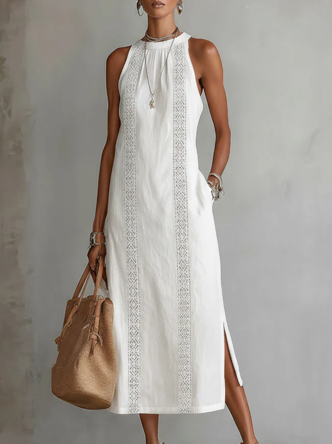 Corliss | Elegant Lace Trim Midi Dress