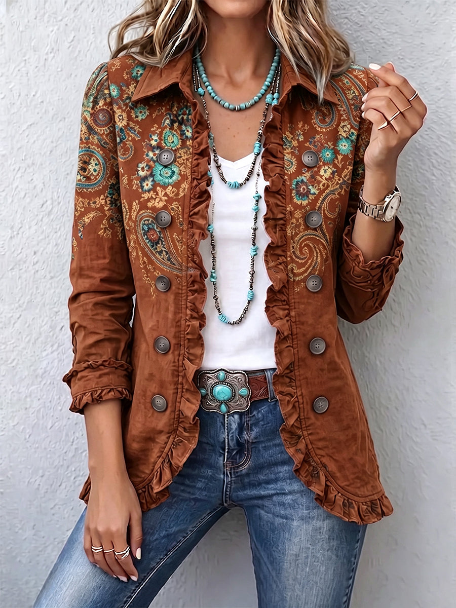 Celandine | Ruffle Trim Paisley Jacket