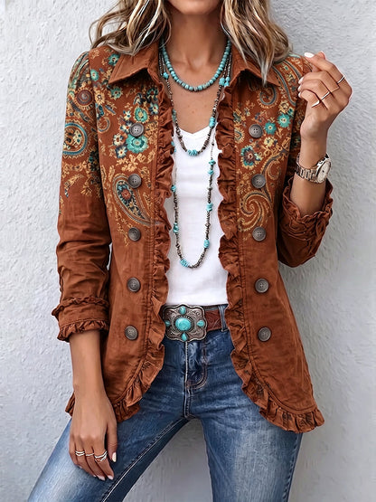 Celandine | Ruffle Trim Paisley Jacket