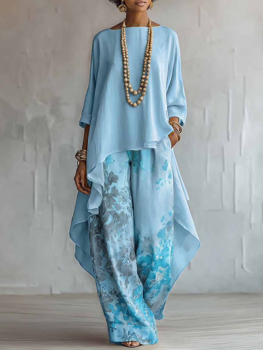 Solvara | Layered Tunic and Printed Palazzo Set
