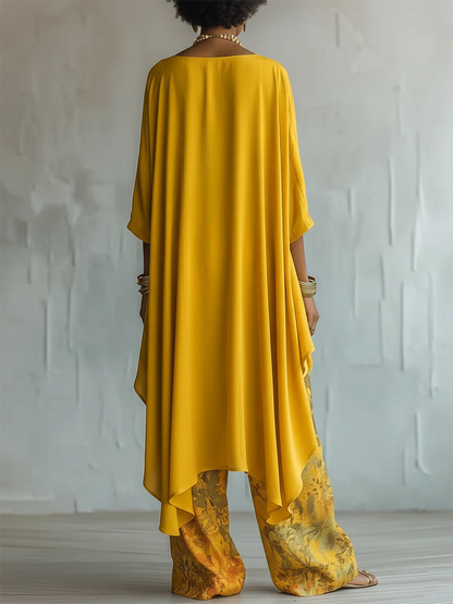 Solvara | Layered Tunic and Printed Palazzo Set