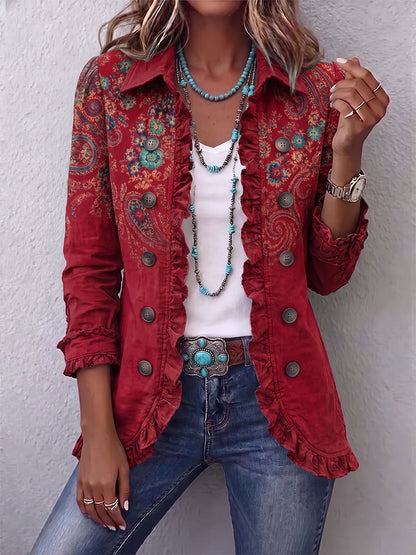 Celandine | Ruffle Trim Paisley Jacket