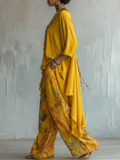 Solvara | Layered Tunic and Printed Palazzo Set