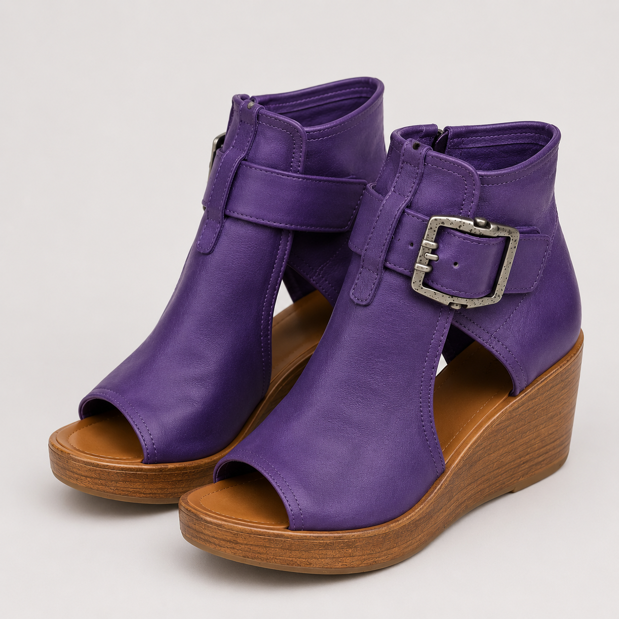 Elspeth | Side Zip Platform Wedge Sandals