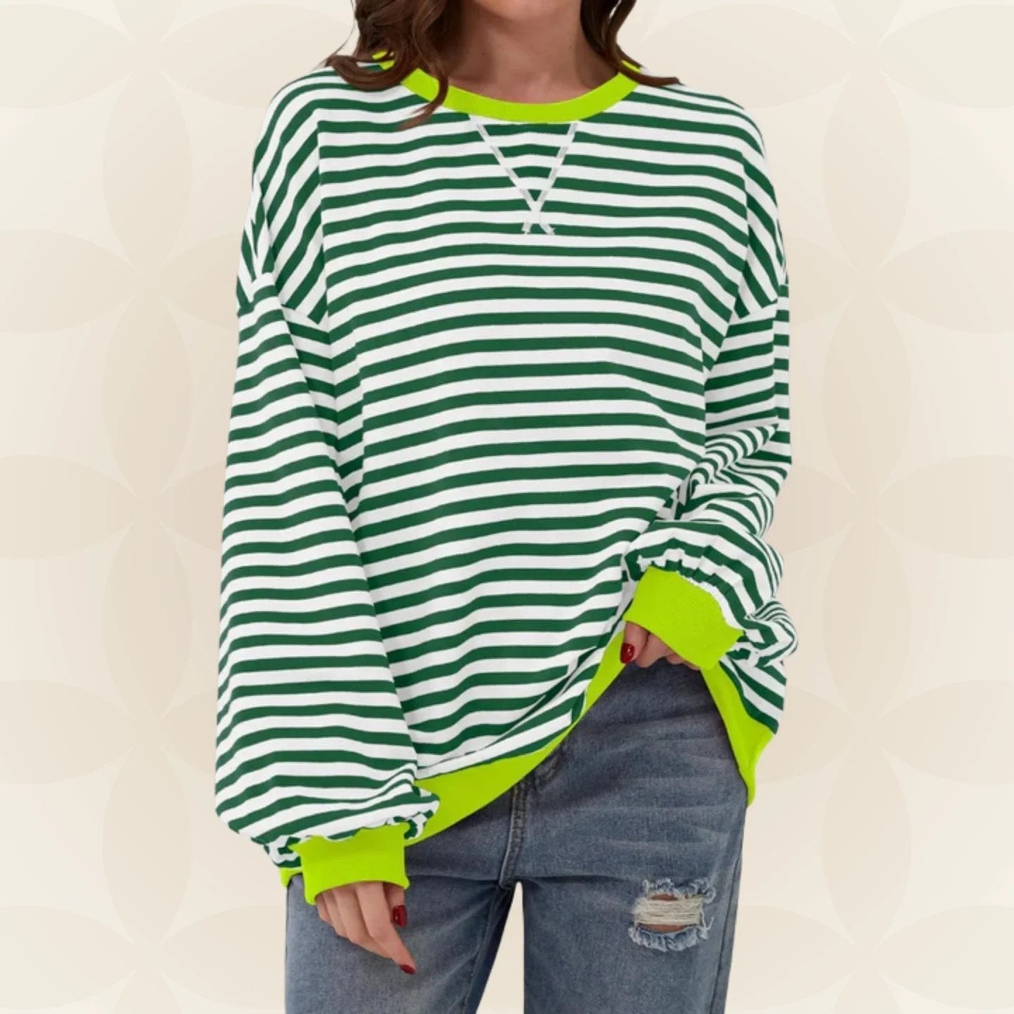 Veloria | Long Sleeve Casual Stripe Pullover