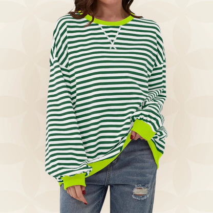 Veloria | Long Sleeve Casual Stripe Pullover
