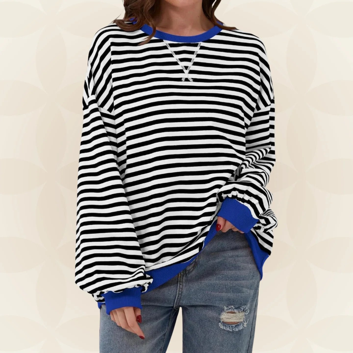 Veloria | Long Sleeve Casual Stripe Pullover