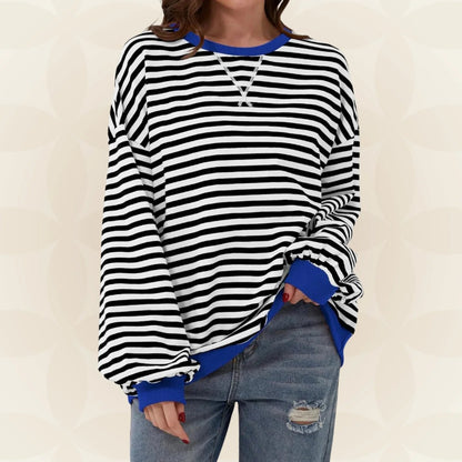 Veloria | Long Sleeve Casual Stripe Pullover