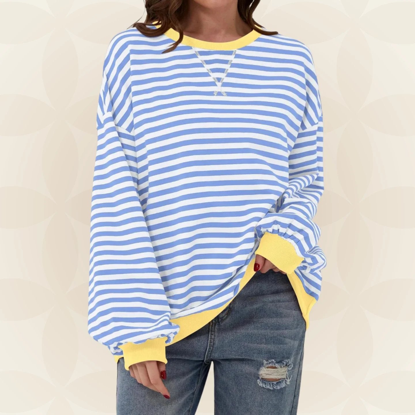 Veloria | Long Sleeve Casual Stripe Pullover
