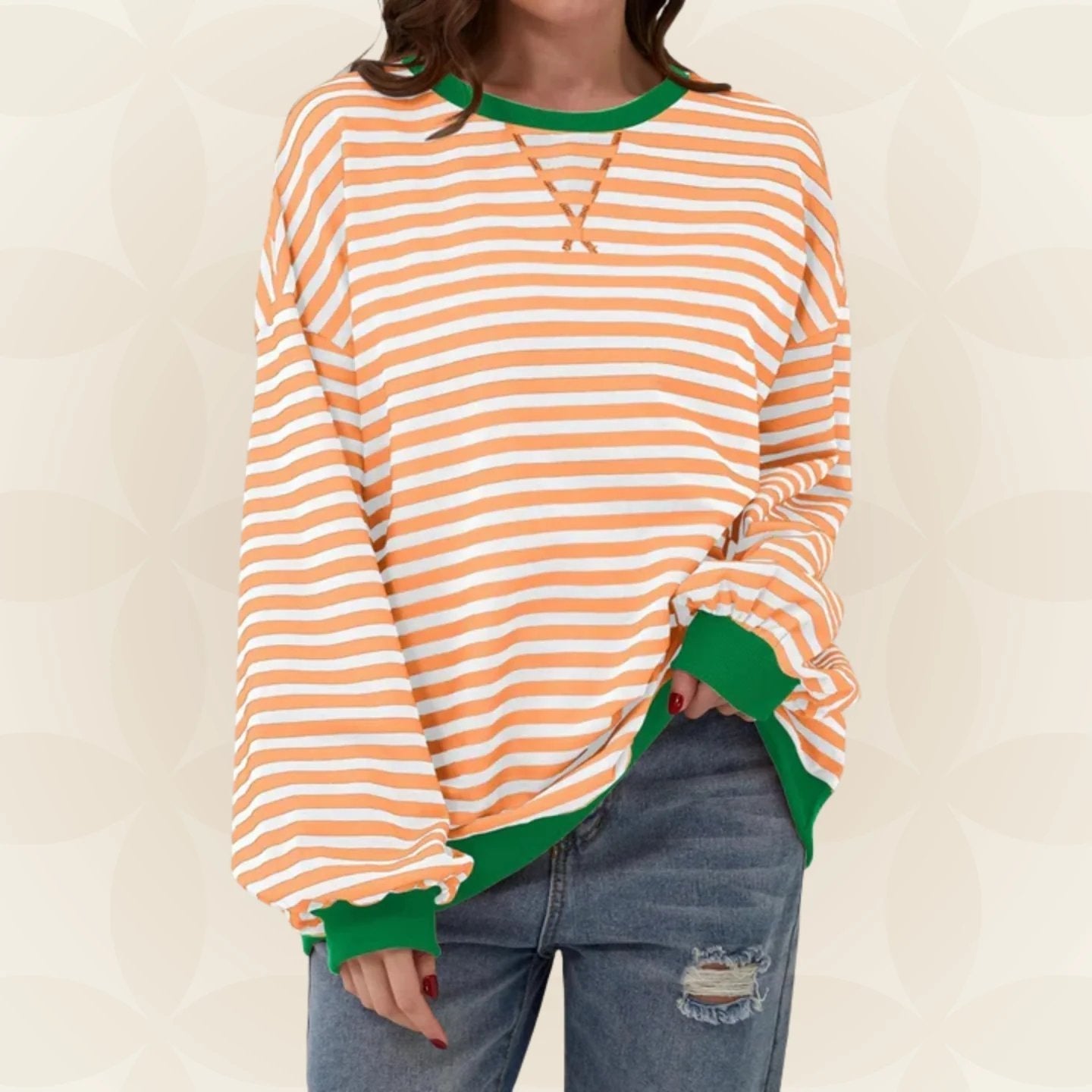 Veloria | Long Sleeve Casual Stripe Pullover