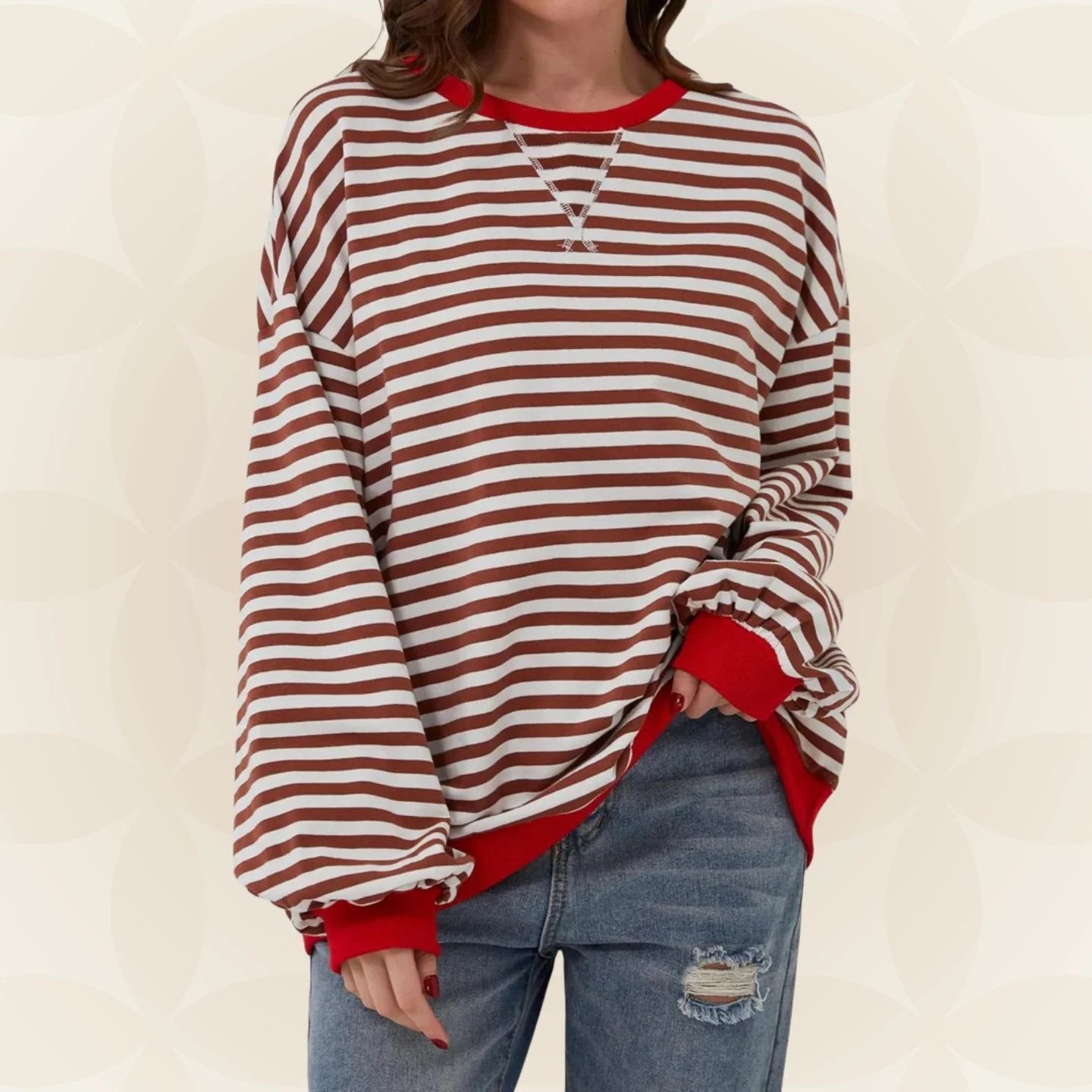 Veloria | Long Sleeve Casual Stripe Pullover