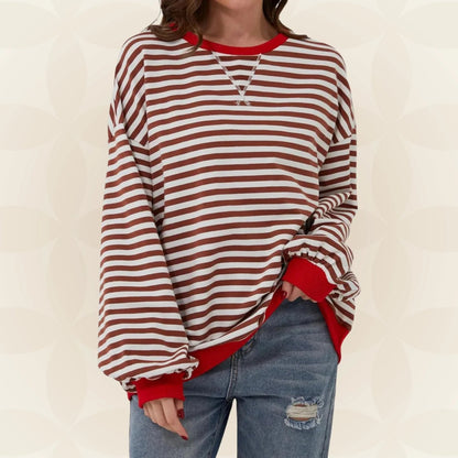 Veloria | Long Sleeve Casual Stripe Pullover