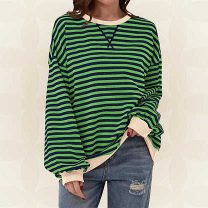 Veloria | Long Sleeve Casual Stripe Pullover