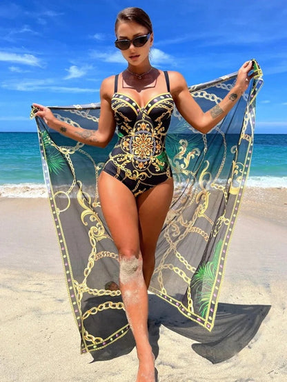 Aurette | Resort Swimsuit And Sarong Set