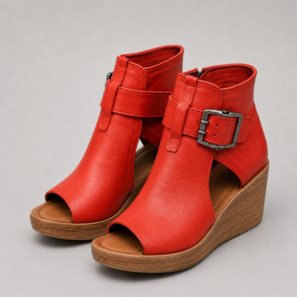 Elspeth | Side Zip Platform Wedge Sandals