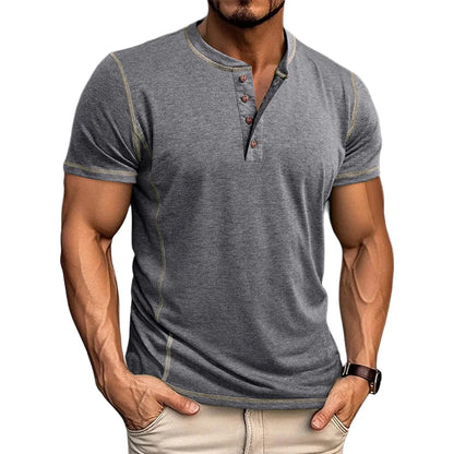 Corin | Athletic Button Neck T Shirt