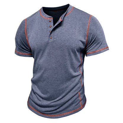 Corin | Athletic Button Neck T Shirt