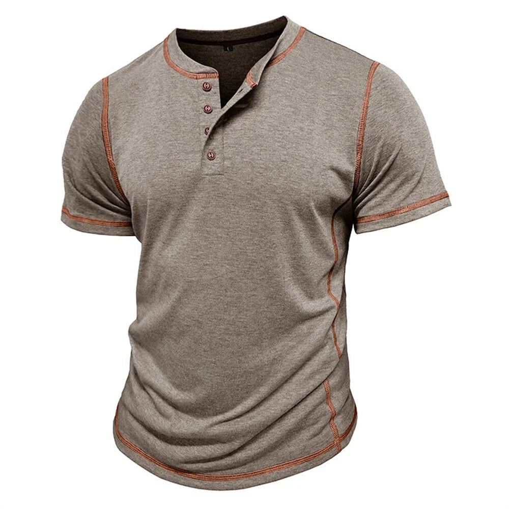 Corin | Athletic Button Neck T Shirt