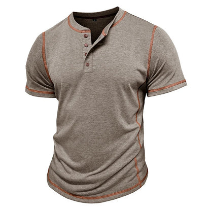 Corin | Athletic Button Neck T Shirt