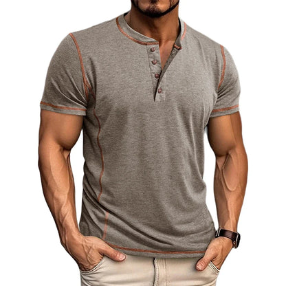 Corin | Athletic Button Neck T Shirt