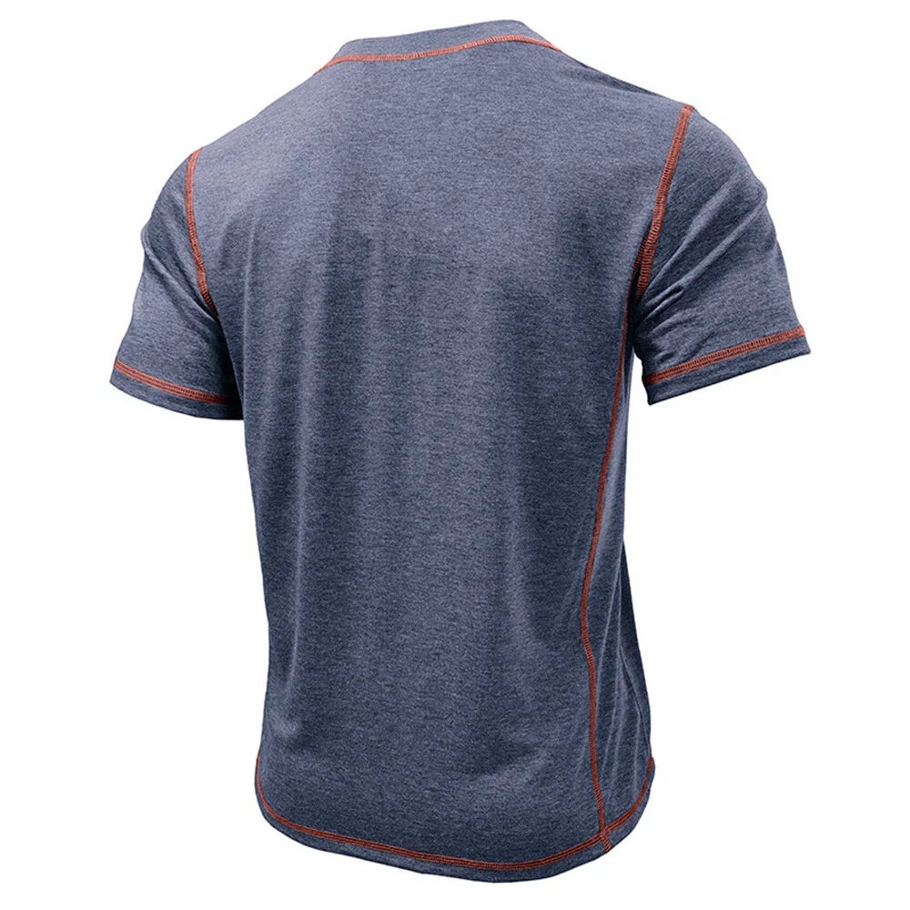 Corin | Athletic Button Neck T Shirt
