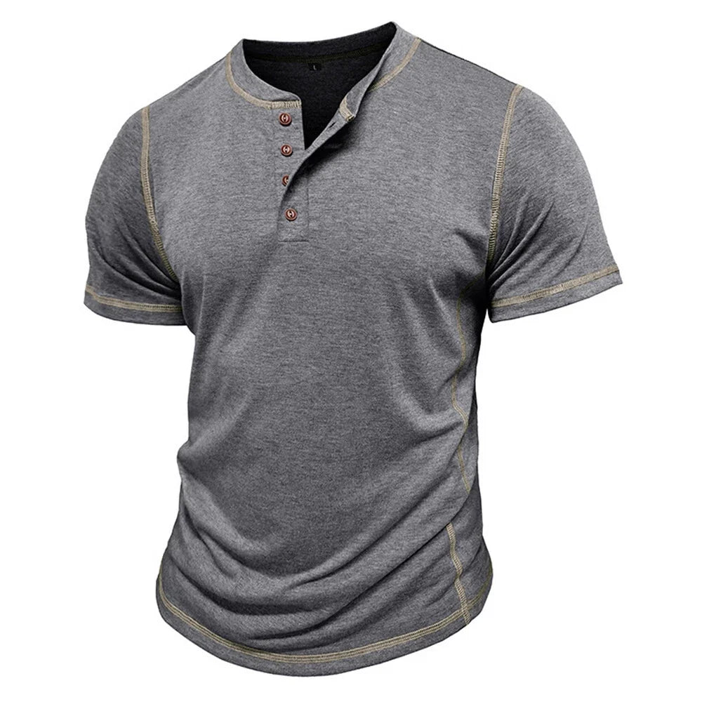 Corin | Athletic Button Neck T Shirt