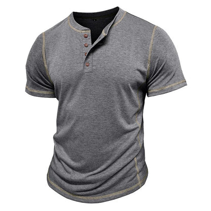 Corin | Athletic Button Neck T Shirt