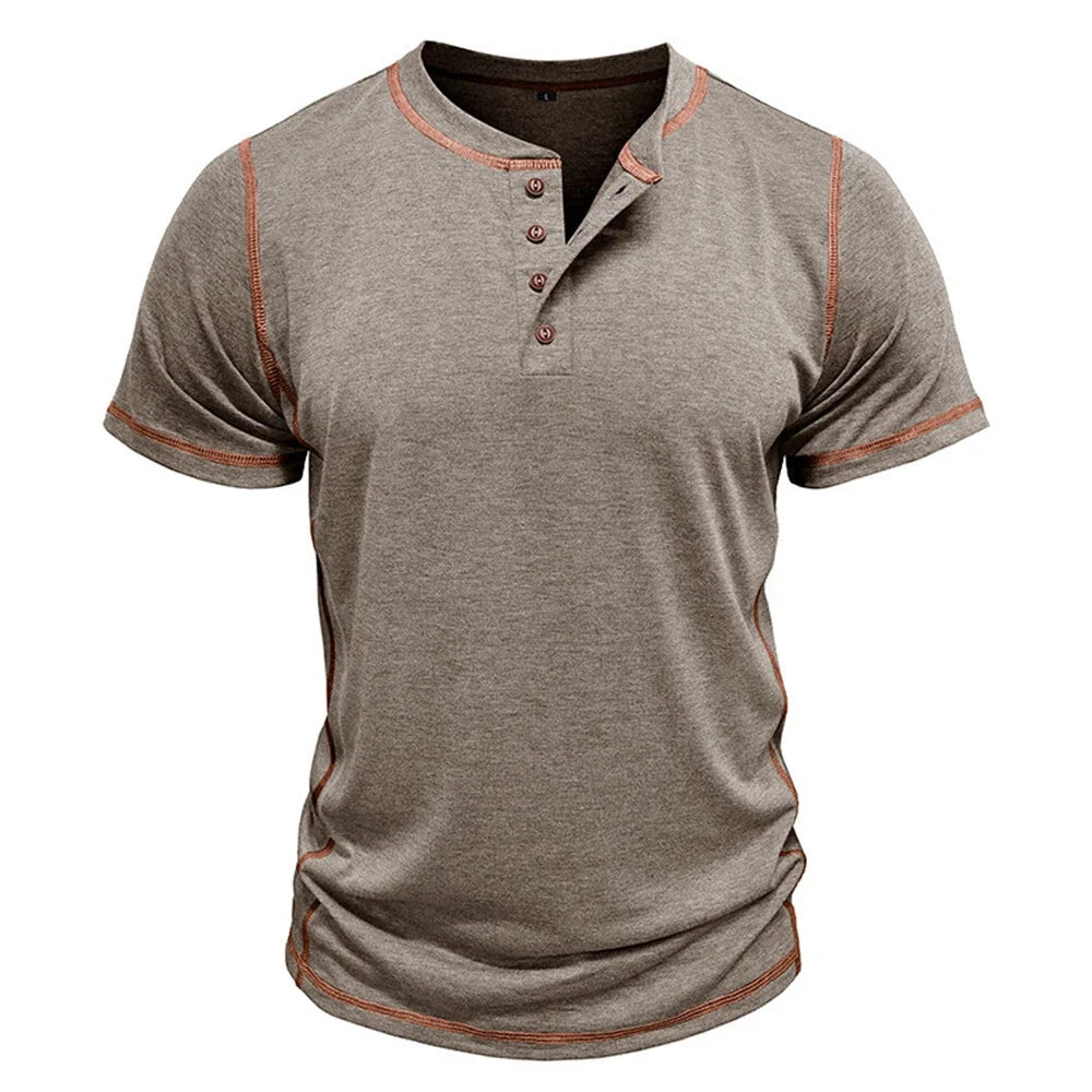 Corin | Athletic Button Neck T Shirt