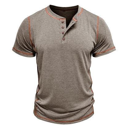Corin | Athletic Button Neck T Shirt